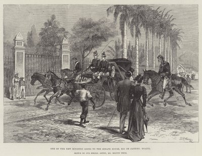 Uno de los nuevos ministros yendo a la Casa del Senado, Río de Janeiro, Brasil de Warry