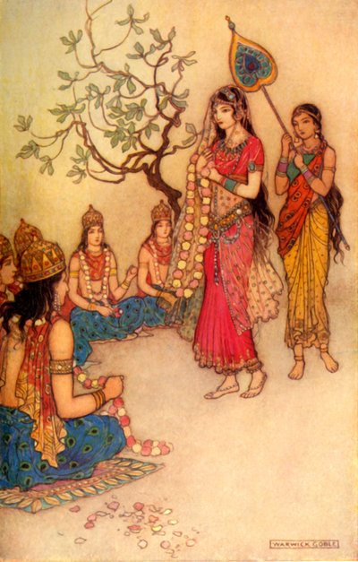 Damayanti eligiendo un esposo de Warwick Goble