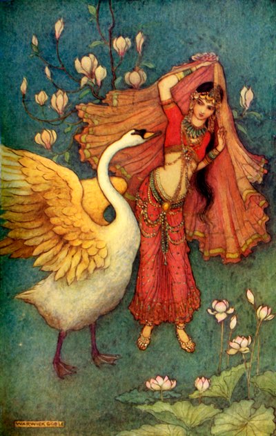 Damayanti y el cisne de Warwick Goble