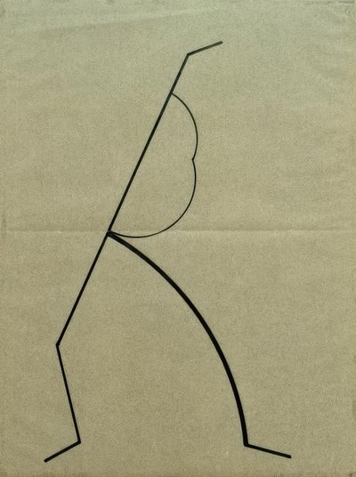 Dibujo Analítico según Fotos de la Bailarina Palucca, Línea Recta Ascendente Apoyada en una Curva Simple de Wassily Kandinsky