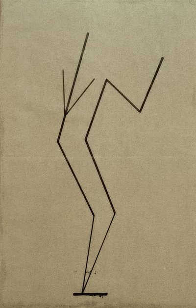 Dibujo analítico basado en fotos de la bailarina Palucca, estructura paralela desde un punto inferior de Wassily Kandinsky