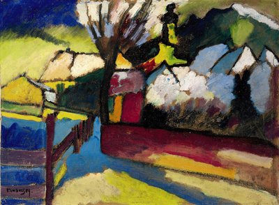 Paisaje otoñal con un árbol, 1910 de Wassily Kandinsky