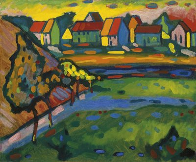 Pueblo bávaro con campo de Wassily Kandinsky