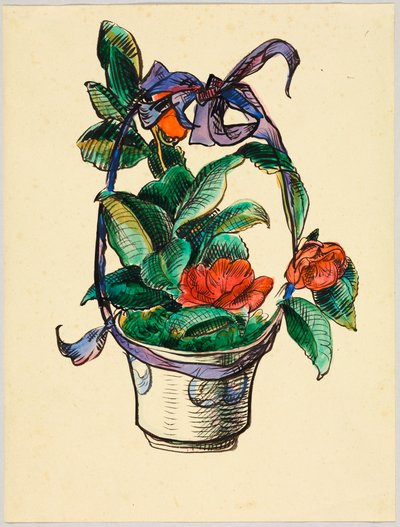 Blumenstock mit Schleife de Wassily Kandinsky