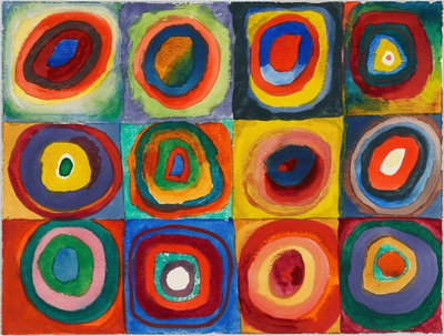 Estudio de Color. Cuadrados con Círculos Concéntricos de Wassily Kandinsky