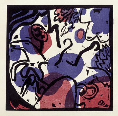 Drei Reiter in Rot, Blau und Schwarz (Illustration 20 aus: "Klänge", Einzelblatt) de Wassily Kandinsky