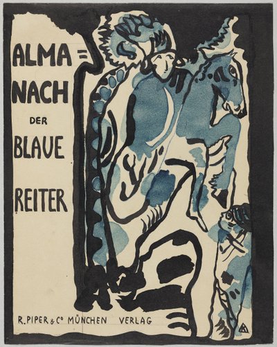Diseño final para la portada del almanaque Der Blaue Reiter de Wassily Kandinsky