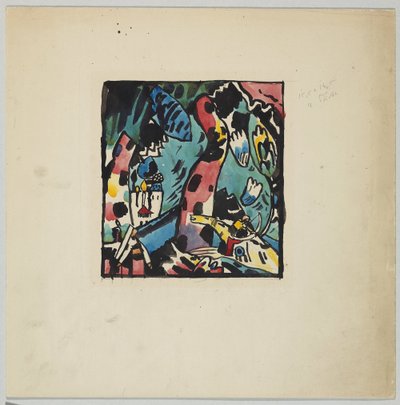 Borrador para la xilografía en color "Arquero" de Wassily Kandinsky