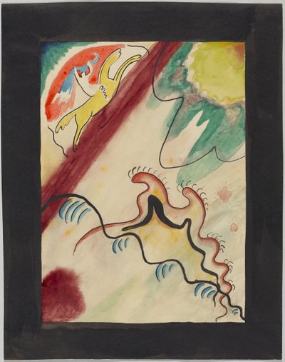 Borrador para la portada del almanaque "Der Blaue Reiter" de Wassily Kandinsky