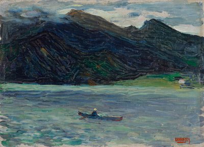 Kochel – lago con barco de Wassily Kandinsky
