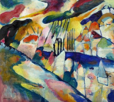 Paisaje con lluvia de Wassily Kandinsky