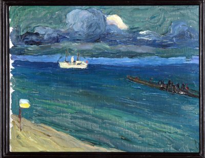 Rapallo (Italia). Paisaje con un vapor. (Rapallo. Paisaje con un barco de vapor). Pintura de Wassily Kandinsky (o Wassily Kandinski o Kandinskij de Wassily Kandinsky