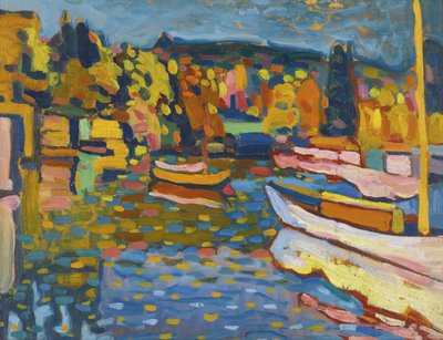 Estudio para paisaje otoñal con barcos de Wassily Kandinsky