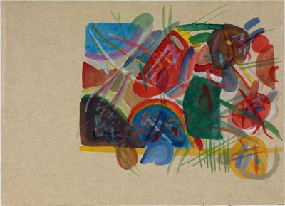 Acuarela con bosque y arcoíris, 1913 de Wassily Kandinsky