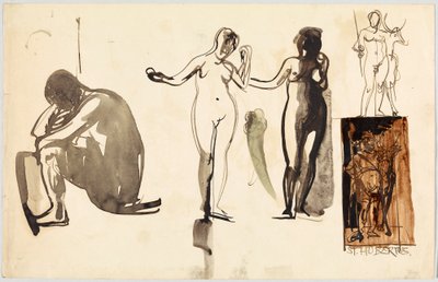 Desnudos femeninos y San Huberto, verso: Desnudos femeninos de Wassily Kandinsky