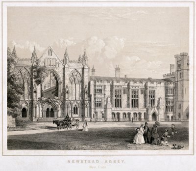 Aspecto oeste de la Abadía de Newstead, Nottinghamshire, c. 1860 de Waterlow and Sons