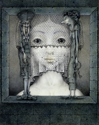 Velo de tristeza (lápiz y lápiz de color sobre papel) de Wayne Anderson