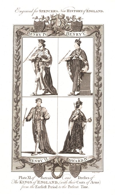 Retratos y vestidos de los reyes de Inglaterra con escudos de armas, 1784 de Webley and Scott Ltd