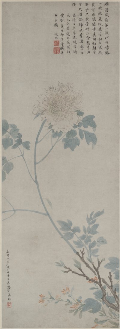 Peonía, Pergamino Colgante de Wen Zhengming
