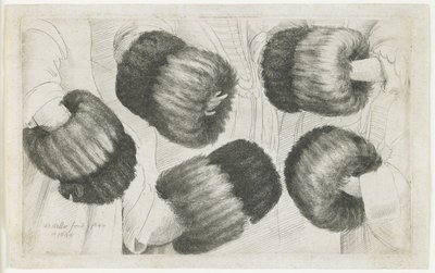 Un Muff en Cinco Vistas, 1645-1646 de Wenceslaus Hollar
