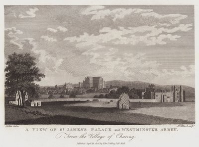 Vista del Palacio de St. James y la Abadía de Westminster, desde el pueblo de Charing de Wenceslaus Hollar