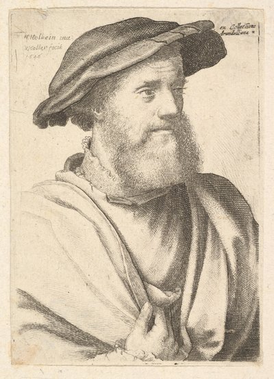 Un hombre con barba después de Hans Holbein de Wenceslaus Hollar