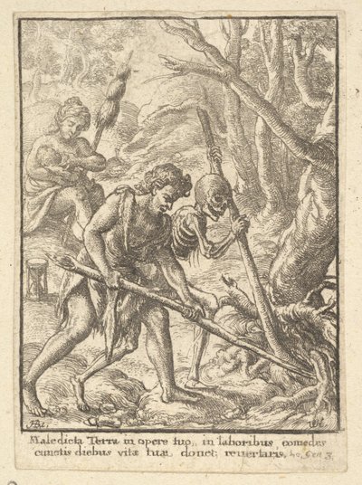 Adán arando de la Danza de la Muerte, 1651 de Wenceslaus Hollar