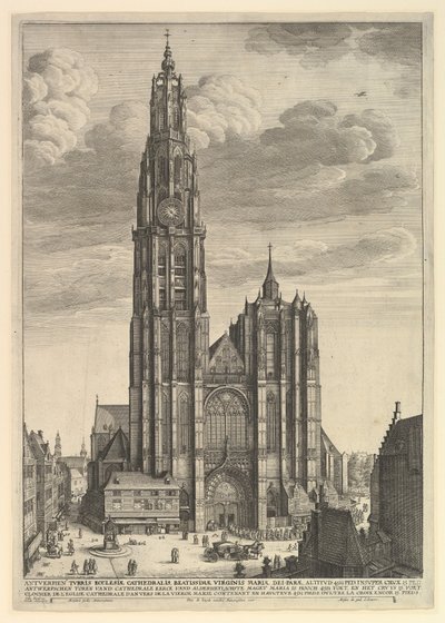 Catedral de Amberes Prospectvs Tvrris Ecclesiæ Cathedralis, 1625-77 de Wenceslaus Hollar