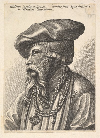 Hombre barbudo con collar de cadena de Wenceslaus Hollar