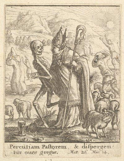 Obispo, de La danza de la muerte de Wenceslaus Hollar