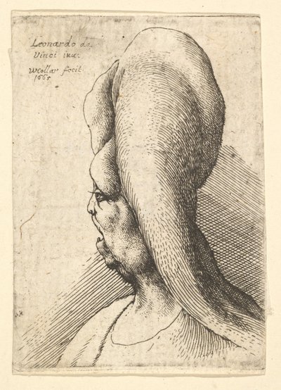 Busto de una anciana deforme con un diente, mirando a la izquierda de Wenceslaus Hollar