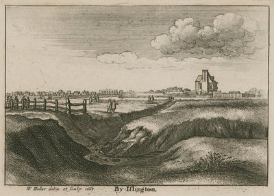 Por Islington, la Nueva Cabeza del Río de Wenceslaus Hollar