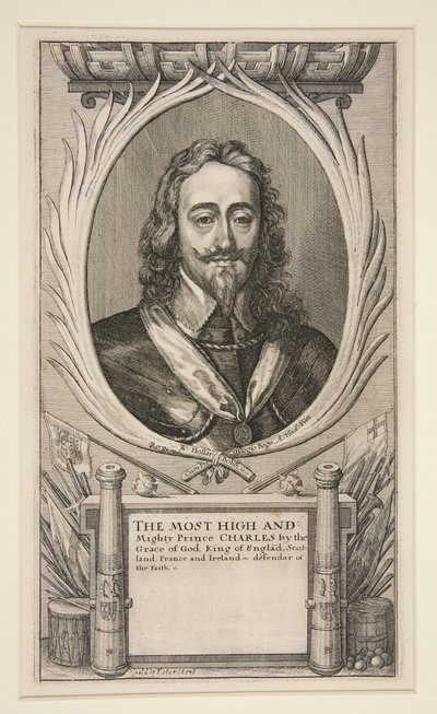 Carlos I y los campamentos de su ejército durante la Guerra de Escocia (versión reducida: solo retrato) de Wenceslaus Hollar
