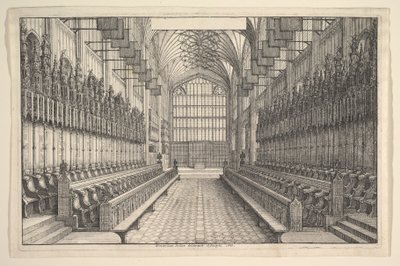 Coro y puestos en la Capilla de San Jorge, Windsor de Wenceslaus Hollar