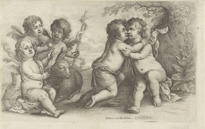 Cristo, Juan y tres Querubines Paedopaegnion (título de la serie) de Wenceslaus Hollar