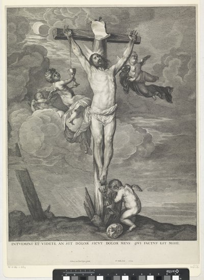 Cristo en la cruz con ángeles de Wenceslaus Hollar