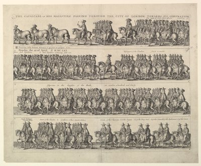 Procesión de coronación de Carlos II por Londres de Wenceslaus Hollar