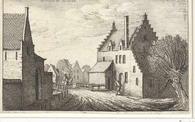 Calle de la aldea en Hemsen cerca de Mechelen Vistas de ciudades europeas (título de la serie) de Wenceslaus Hollar