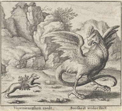Fábula del basilisco y la comadreja Fábulas (título de la serie) de Wenceslaus Hollar