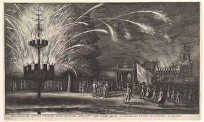 Fuegos Artificiales en Hemissem, 1625-77 de Wenceslaus Hollar