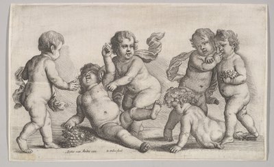 Cinco niños y un sátiro, 1625-77 de Wenceslaus Hollar