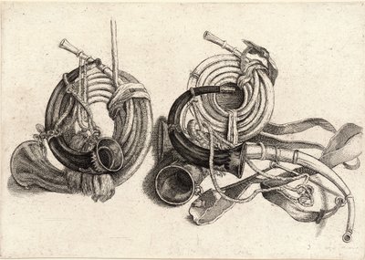 Cinco cuernos de caza de Wenceslaus Hollar