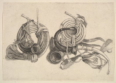 Cinco cuernos de caza de Wenceslaus Hollar