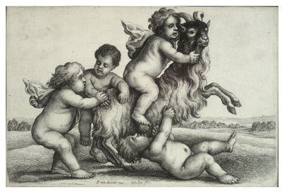 Cuatro niños pequeños y una cabra de Wenceslaus Hollar