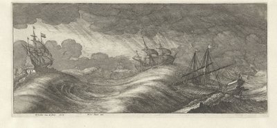 Galera y otros barcos en una tormenta de mar Tormentas marinas (título de la serie) de Wenceslaus Hollar