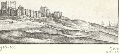 Vista del castillo de Dover Dover Castle y West Side (título sobre objeto) Lugares de interés alrededor de la costa inglesa (título de la serie) de Wenceslaus Hollar