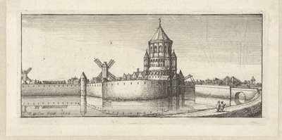 Vista del Kleine Houtpoort en Haarlem de Wenceslaus Hollar