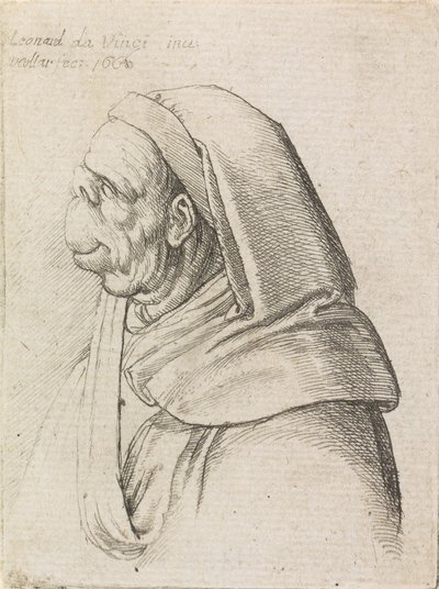 Grotesco perfiló a un hombre encapuchado de Wenceslaus Hollar