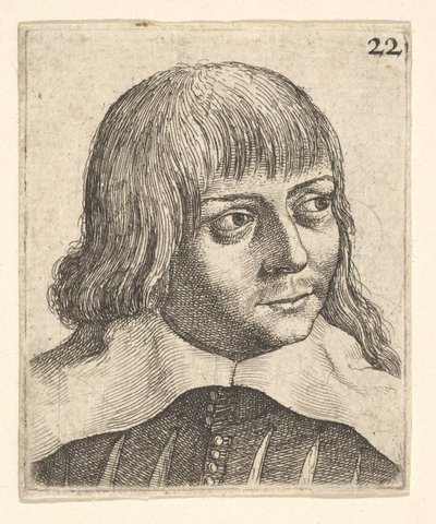 Cabeza de un joven, ligeramente girada a la derecha de Wenceslaus Hollar