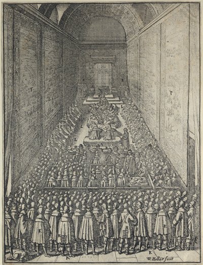 Cámara de los Lores, Palacio de Westminster en Londres, c.1650 (aguafuerte) de Wenceslaus Hollar